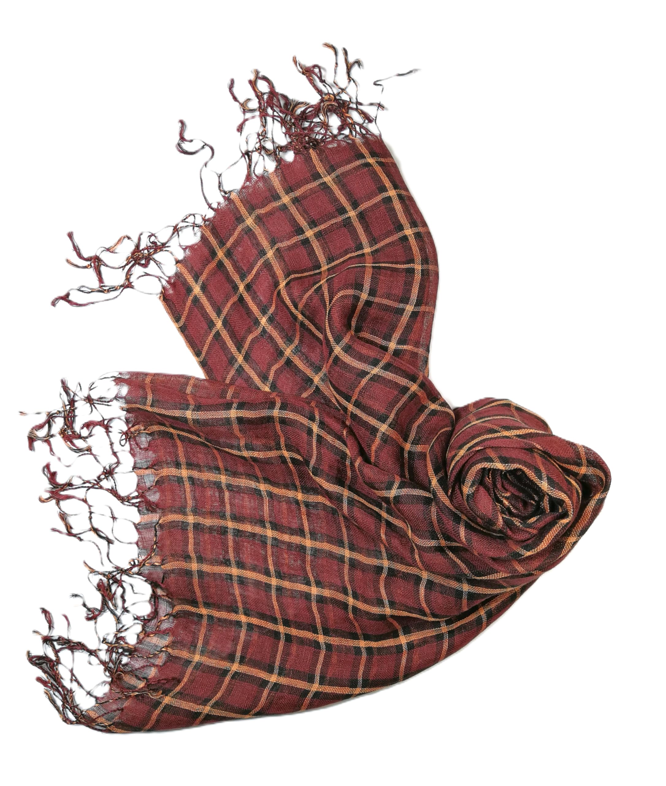 Shanlin Unisex 100% Linen Scarves for Men and Women (Plaid & Stripes)