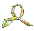 Shanlin 100% Mulberry Silk Twill Scarf Hand-Drawn Nature Print Square Silk Neckerchief Headscarf for Women (26"x26")