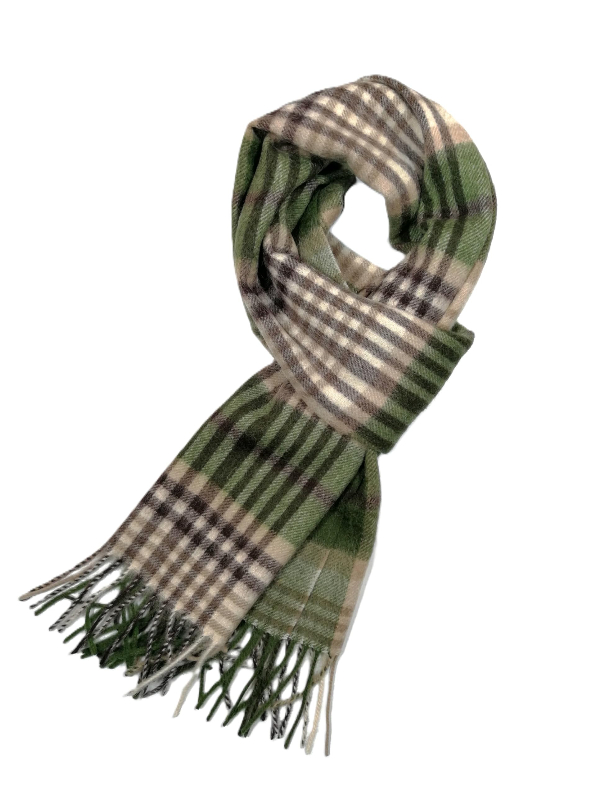 Shanlin 100% Australian Merino Wool Plaid Scarf for Men & Women – Soft, Warm, Lightweight Winter Wrap with Fringe