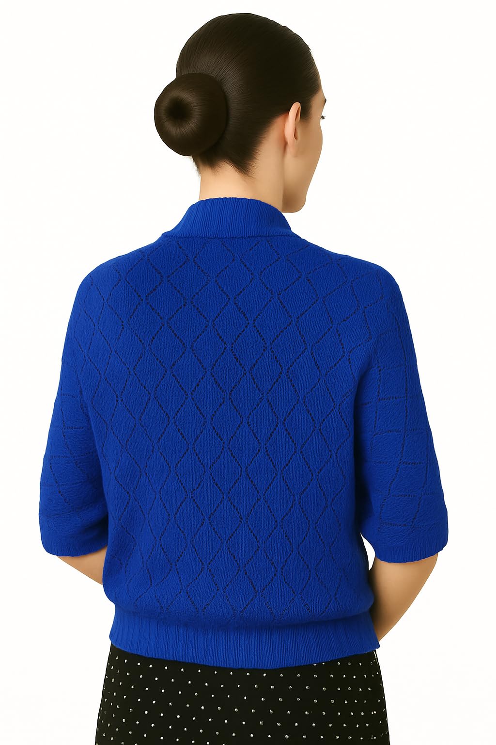 Shanlin Rhombus-Shaped Hollow Pattern Cocoon Cardigan Sweater Shawl
