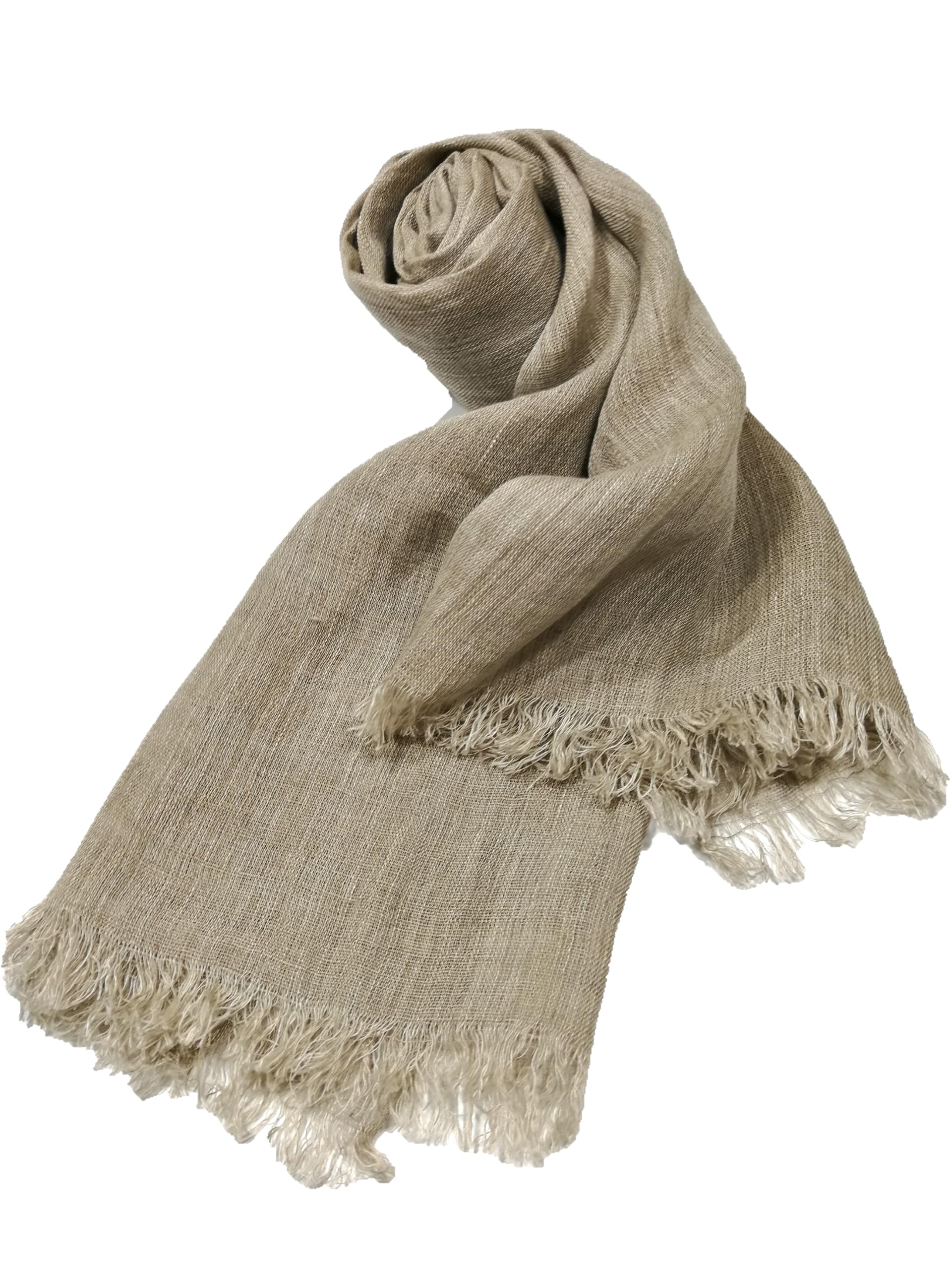 Shanlin Unisex Natural Color 100% Linen Scarves for Men and Women