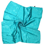 Shanlin Floral Pattern Solid Color Silk Feel Square Scarves (27.5"X27.5")