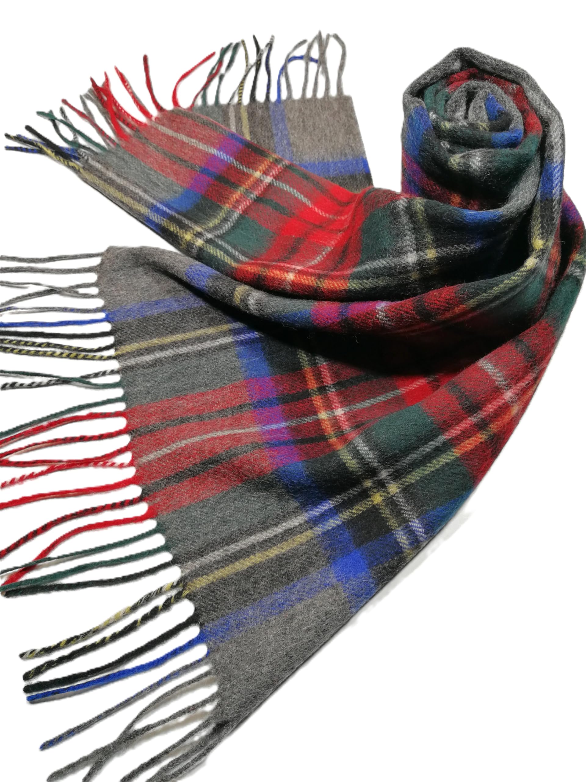 Shanlin 100% Australian Merino Wool Plaid Scarf for Men & Women – Soft, Warm, Lightweight Winter Wrap with Fringe