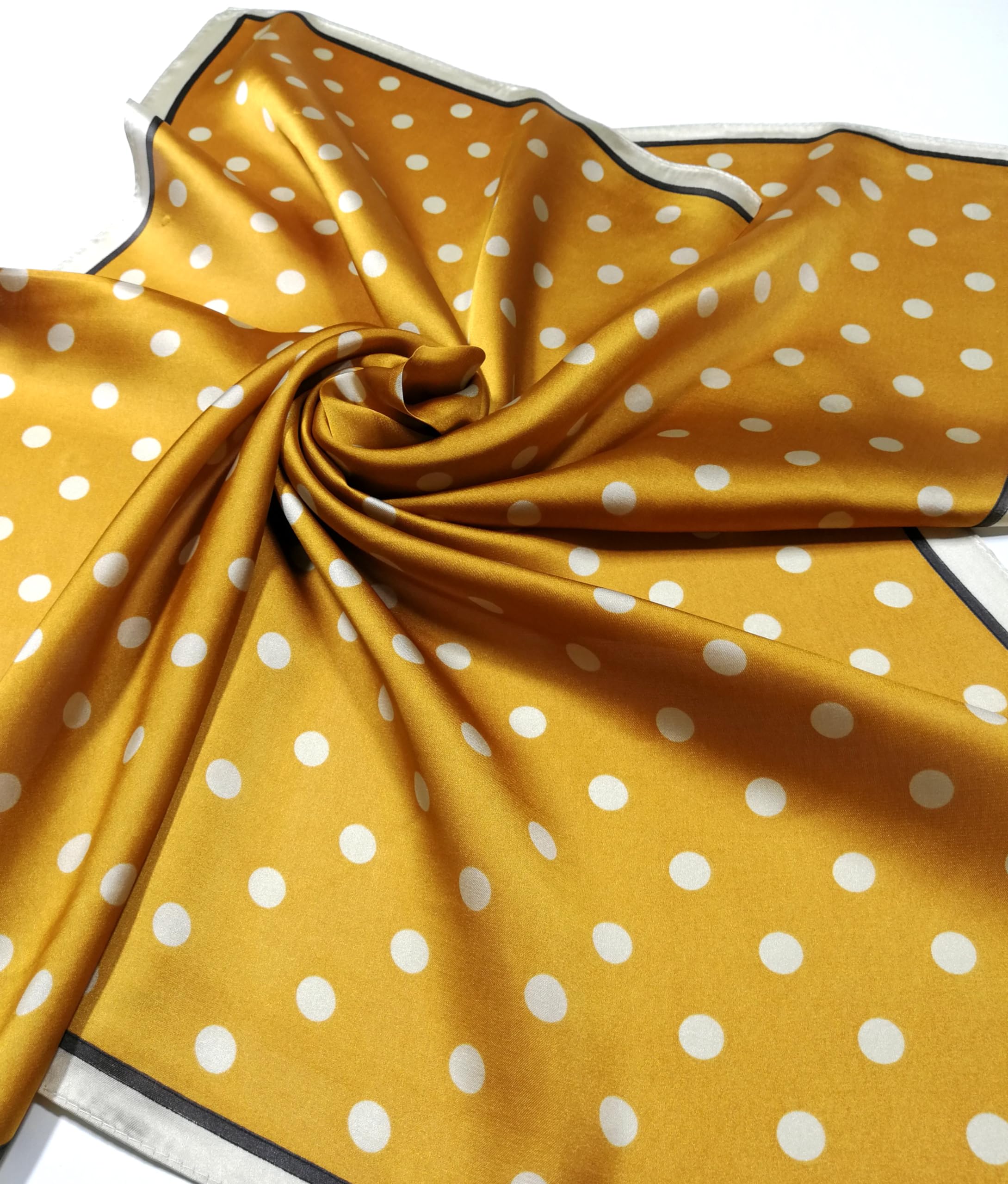 Shanlin Silk Feel Pattern Square Scarves 27" X 27" (Polka Dots)
