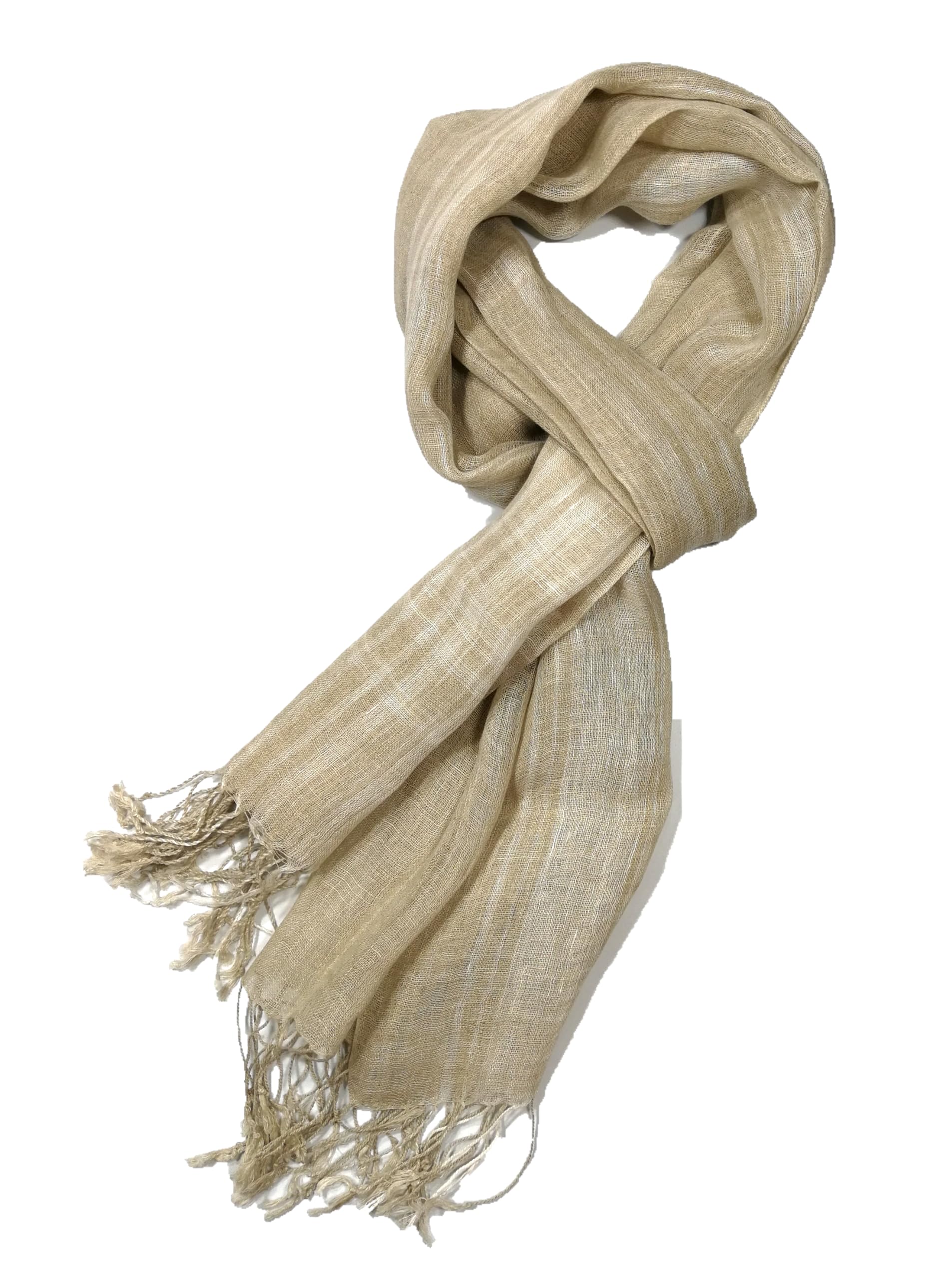 Shanlin Unisex Natural Color 100% Linen Scarves for Men and Women