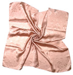 Shanlin Floral Pattern Solid Color Silk Feel Square Scarves (27.5"X27.5")