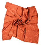 Shanlin Floral Pattern Solid Color Silk Feel Square Scarves (27.5"X27.5")