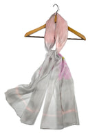 Shanlin 100% Mulberry Silk Chiffon Floral Long Scarf for Travel, Office, Wedding & Daily Wear 180 x 65 cm