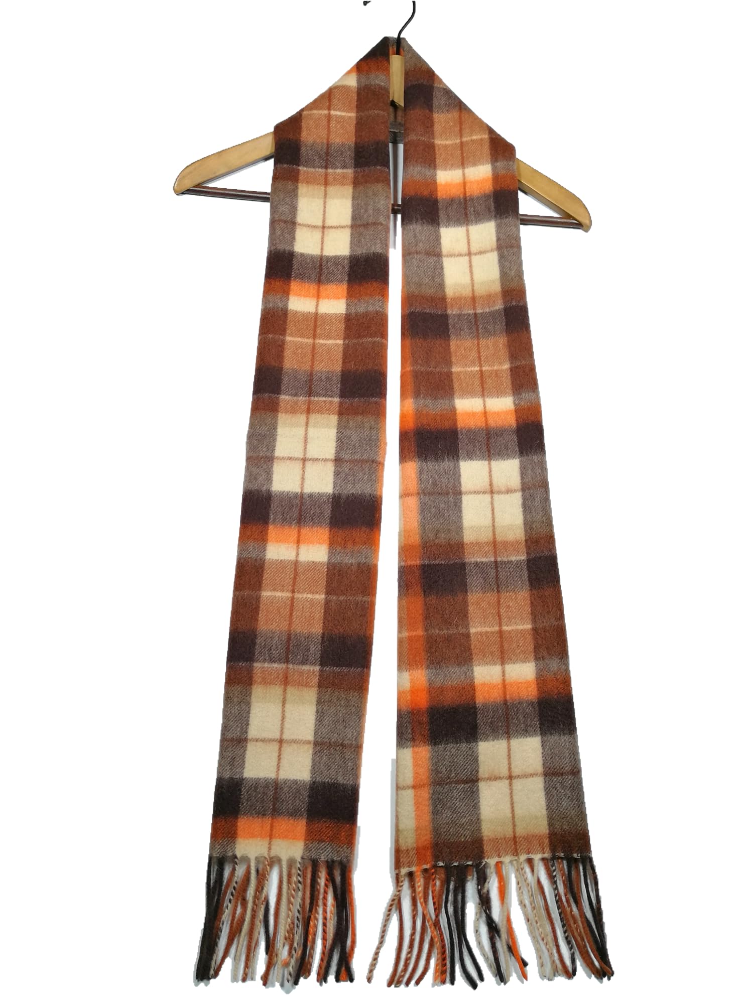 Shanlin 100% Australian Merino Wool Plaid Scarf for Men & Women – Soft, Warm, Lightweight Winter Wrap with Fringe