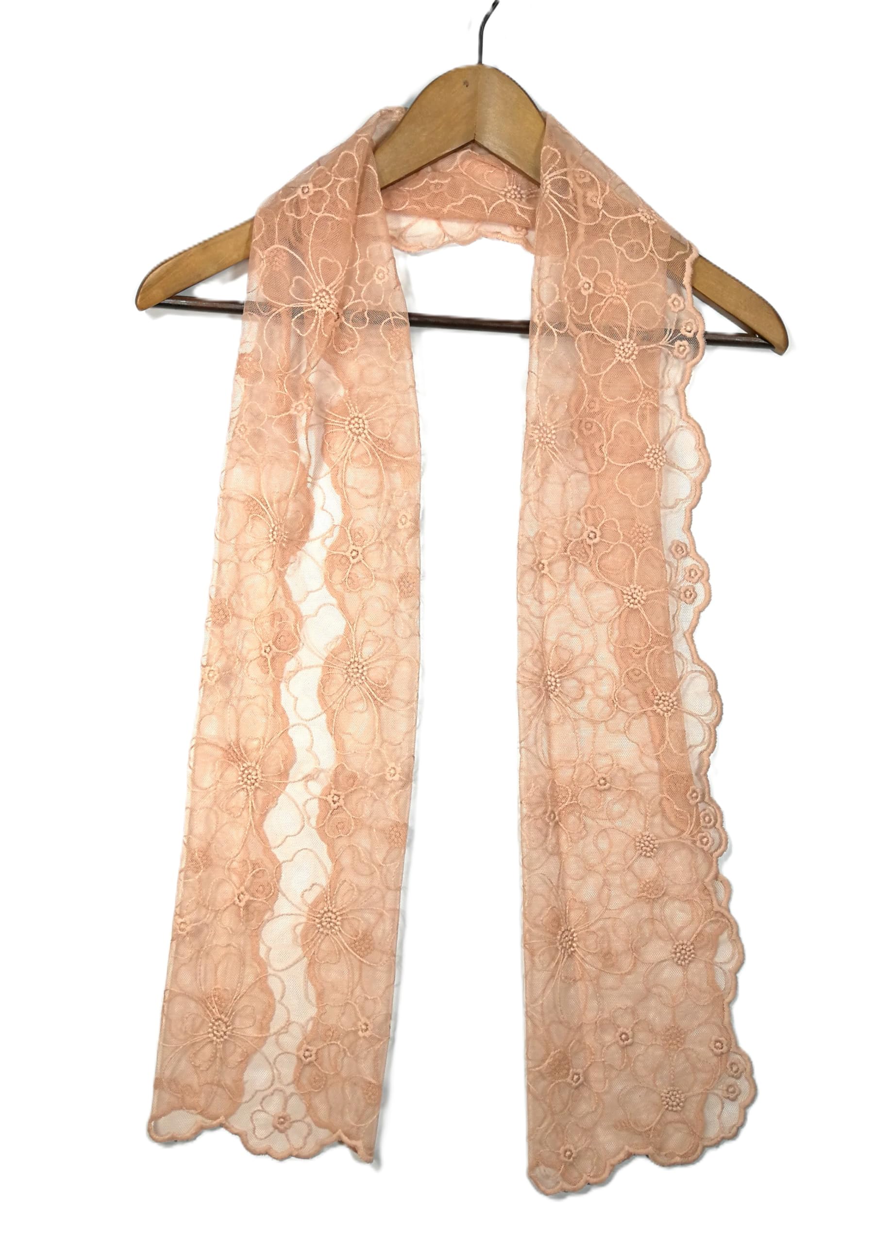 Shanlin Delicate Floral Embroidered Mesh Lace Scarf for Women