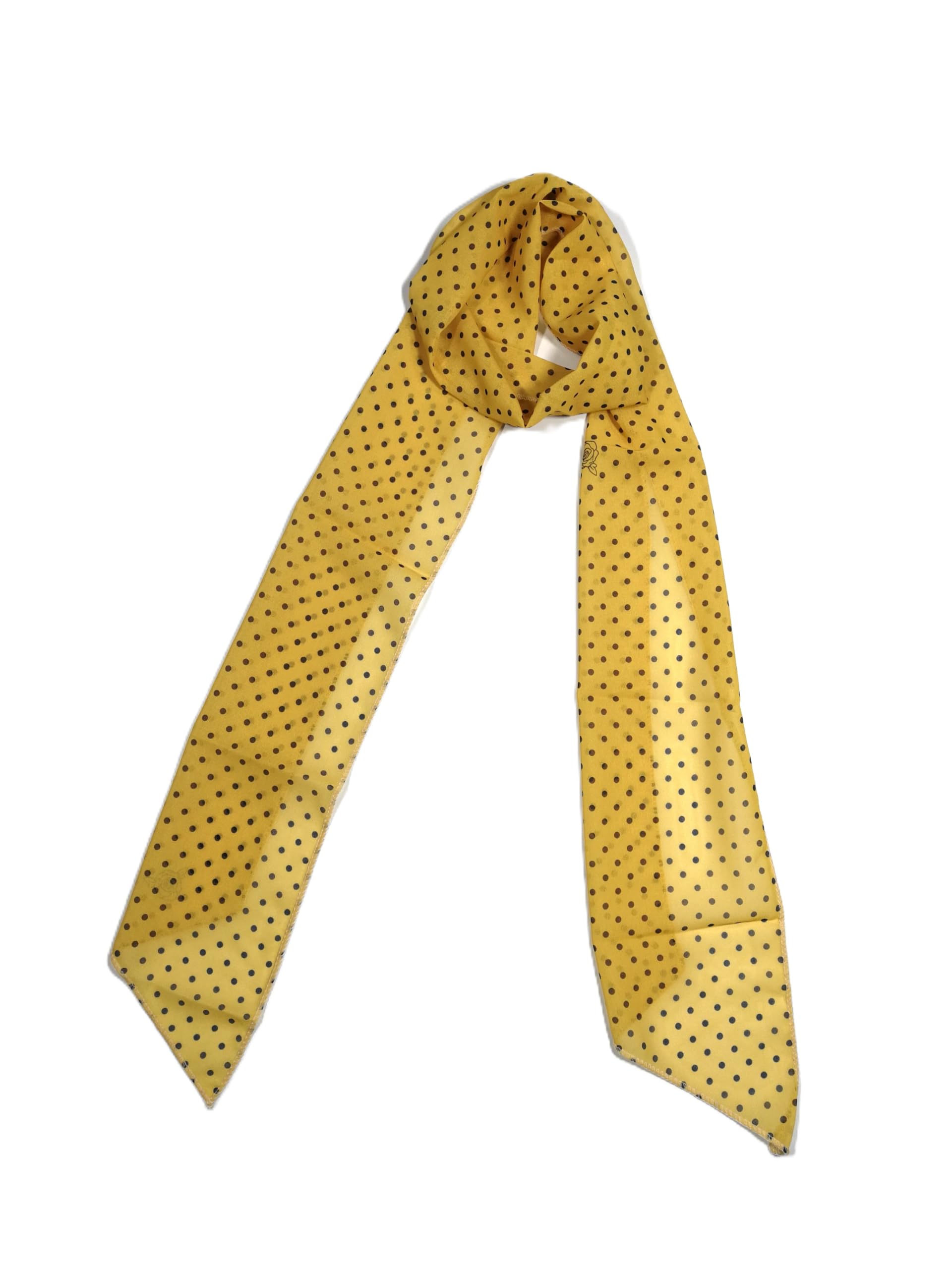 Shanlin Vintage Polka Dot Chiffon Skinny Scarf – Lightweight Retro Long Ribbon for Neck, Hair, Hat