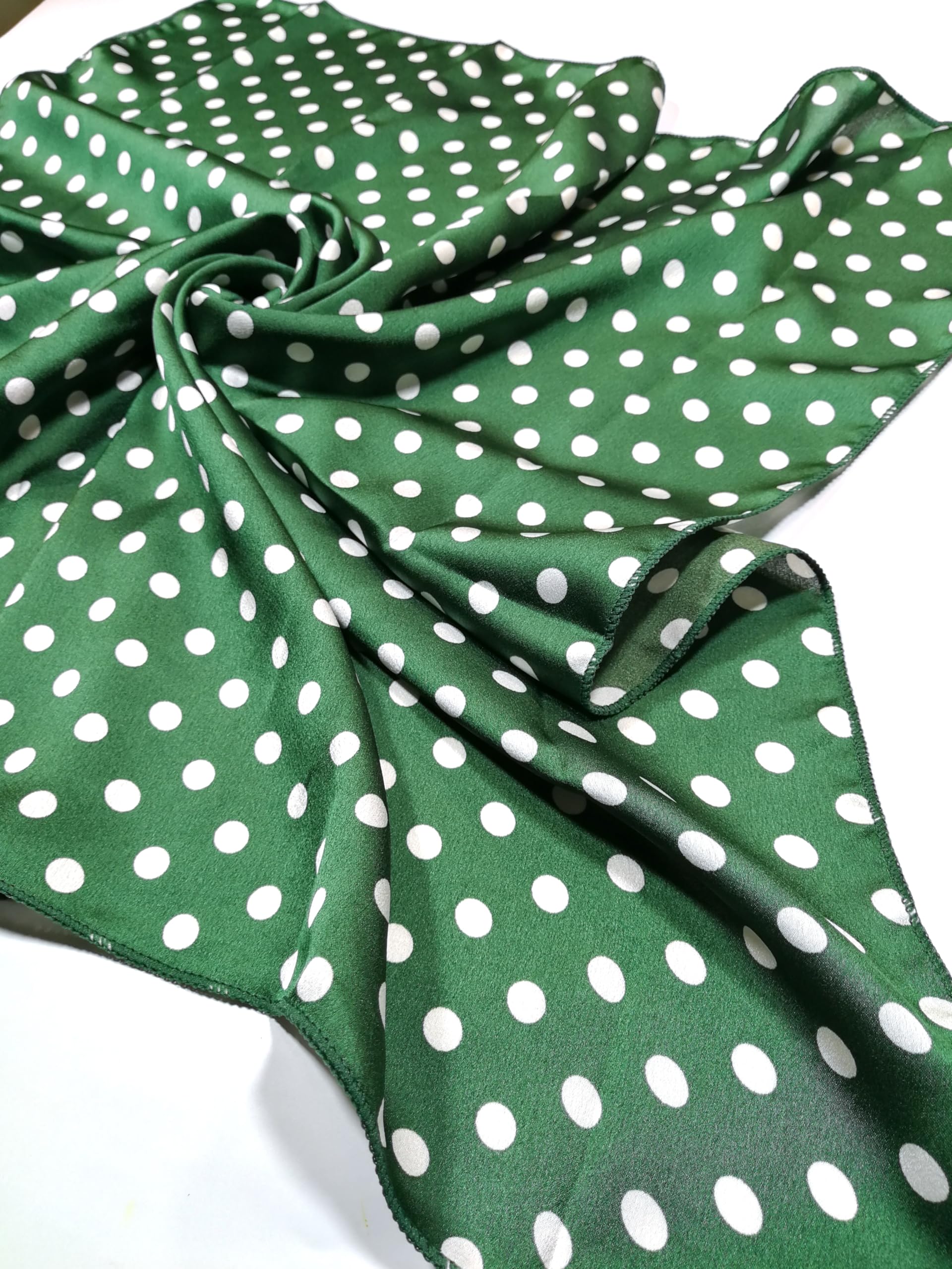 Shanlin Silk Feel Pattern Square Scarves 27" X 27" (Polka Dots)