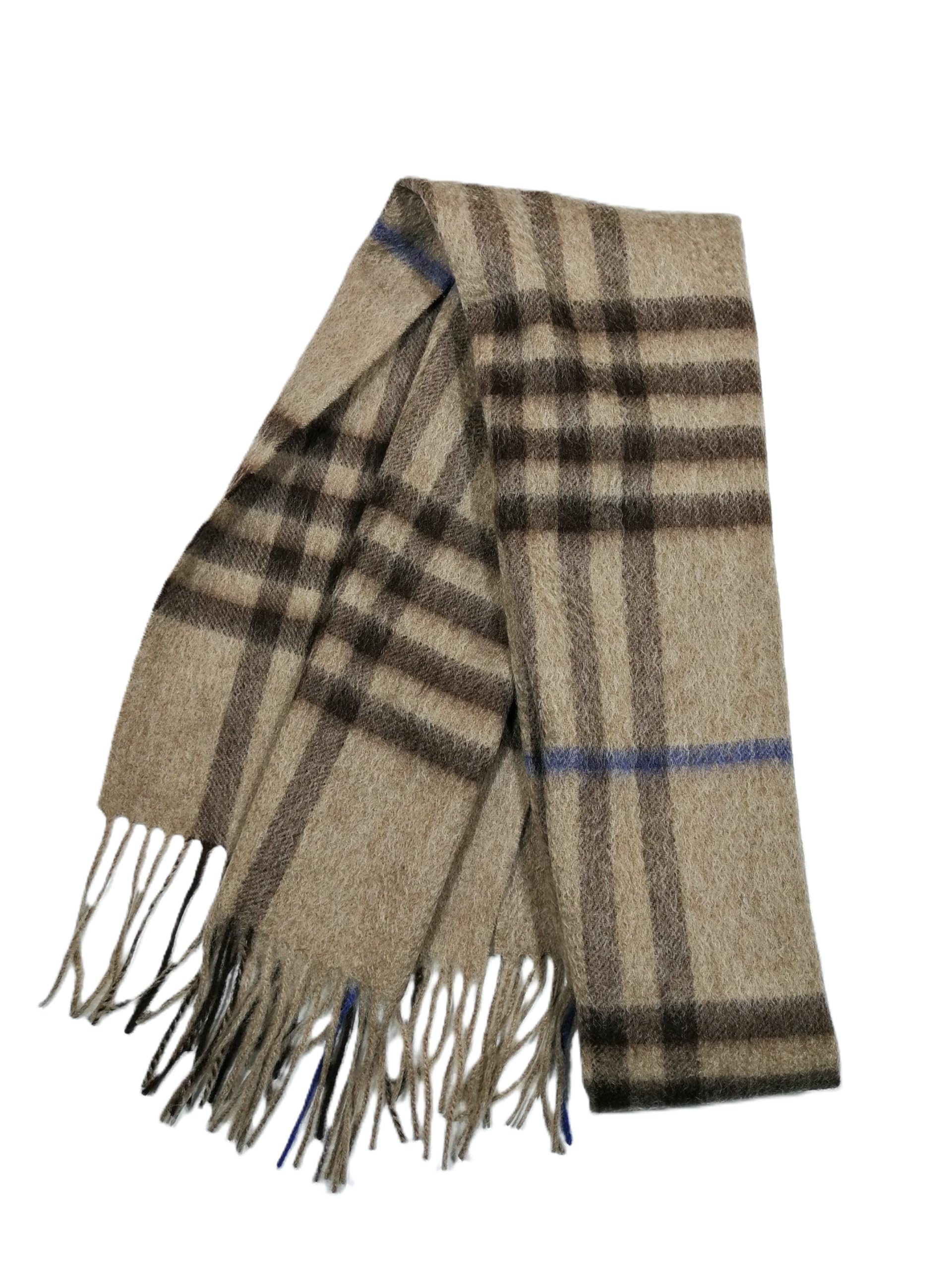 Shanlin 100% Australian Merino Wool Plaid Scarf for Men & Women – Soft, Warm, Lightweight Winter Wrap with Fringe