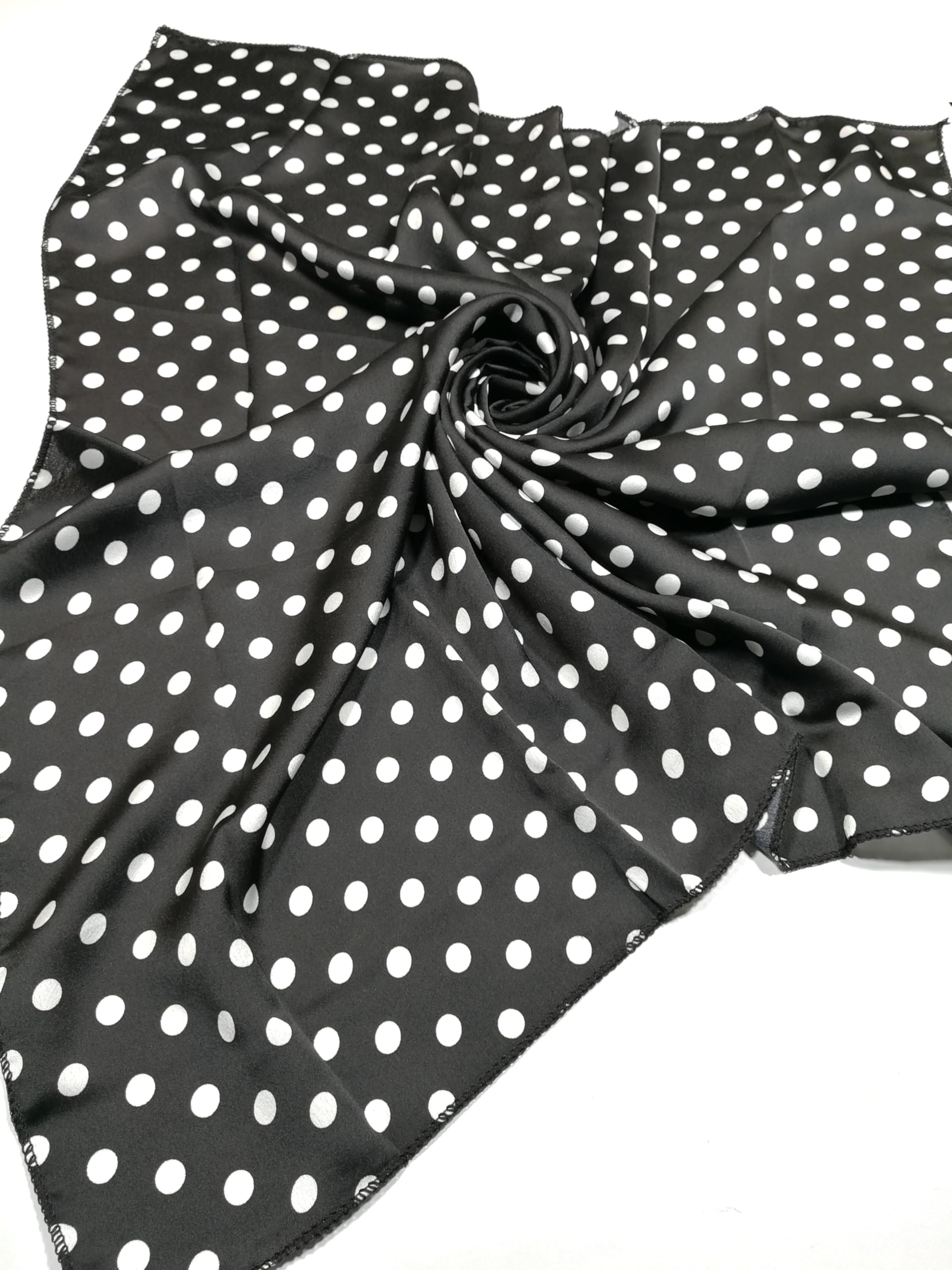 Shanlin Silk Feel Pattern Square Scarves 27" X 27" (Polka Dots)