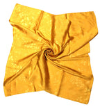 Shanlin Floral Pattern Solid Color Silk Feel Square Scarves (27.5"X27.5")