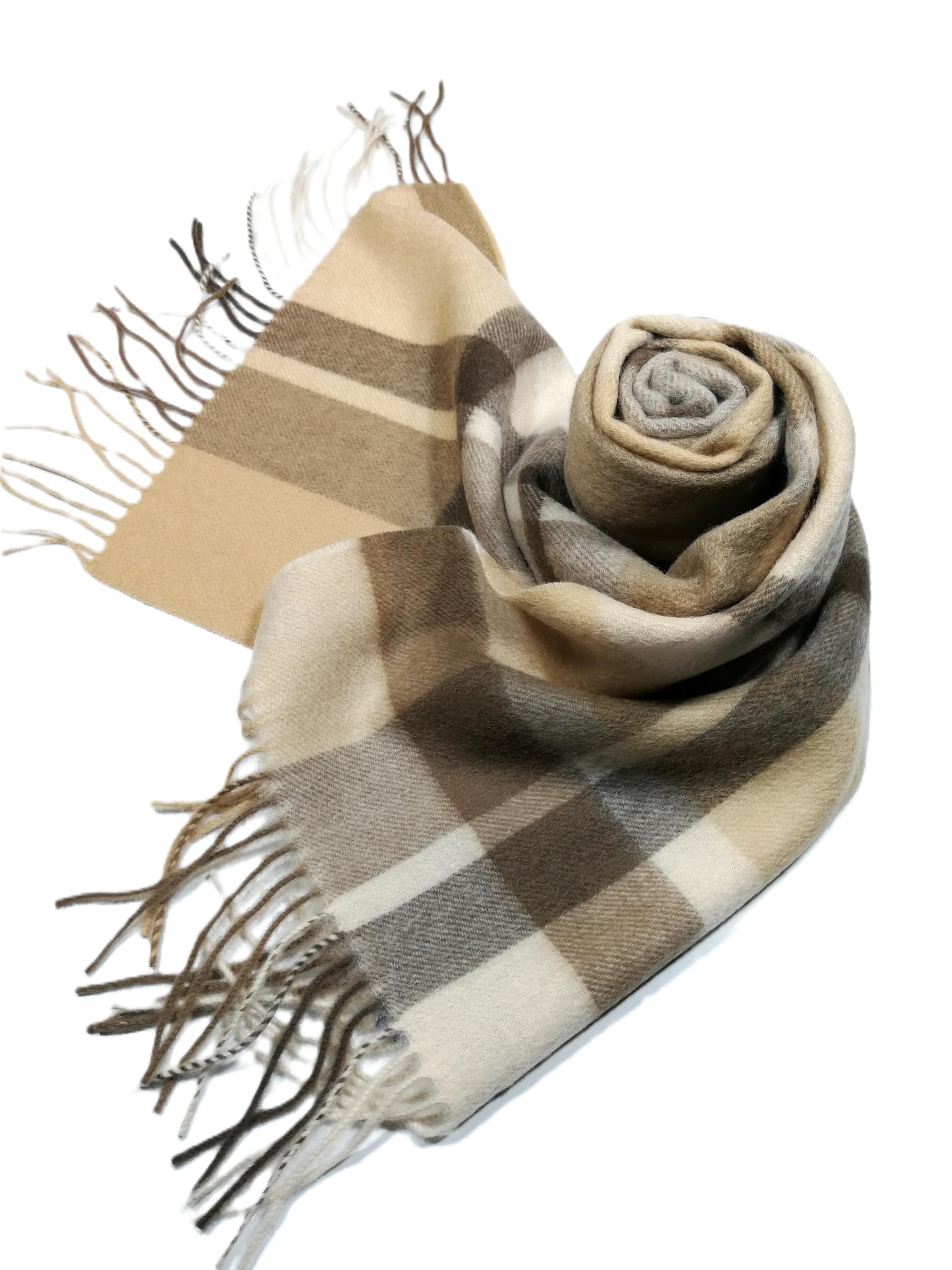 Shanlin 100% Australian Merino Wool Plaid Scarf for Men & Women – Soft, Warm, Lightweight Winter Wrap with Fringe