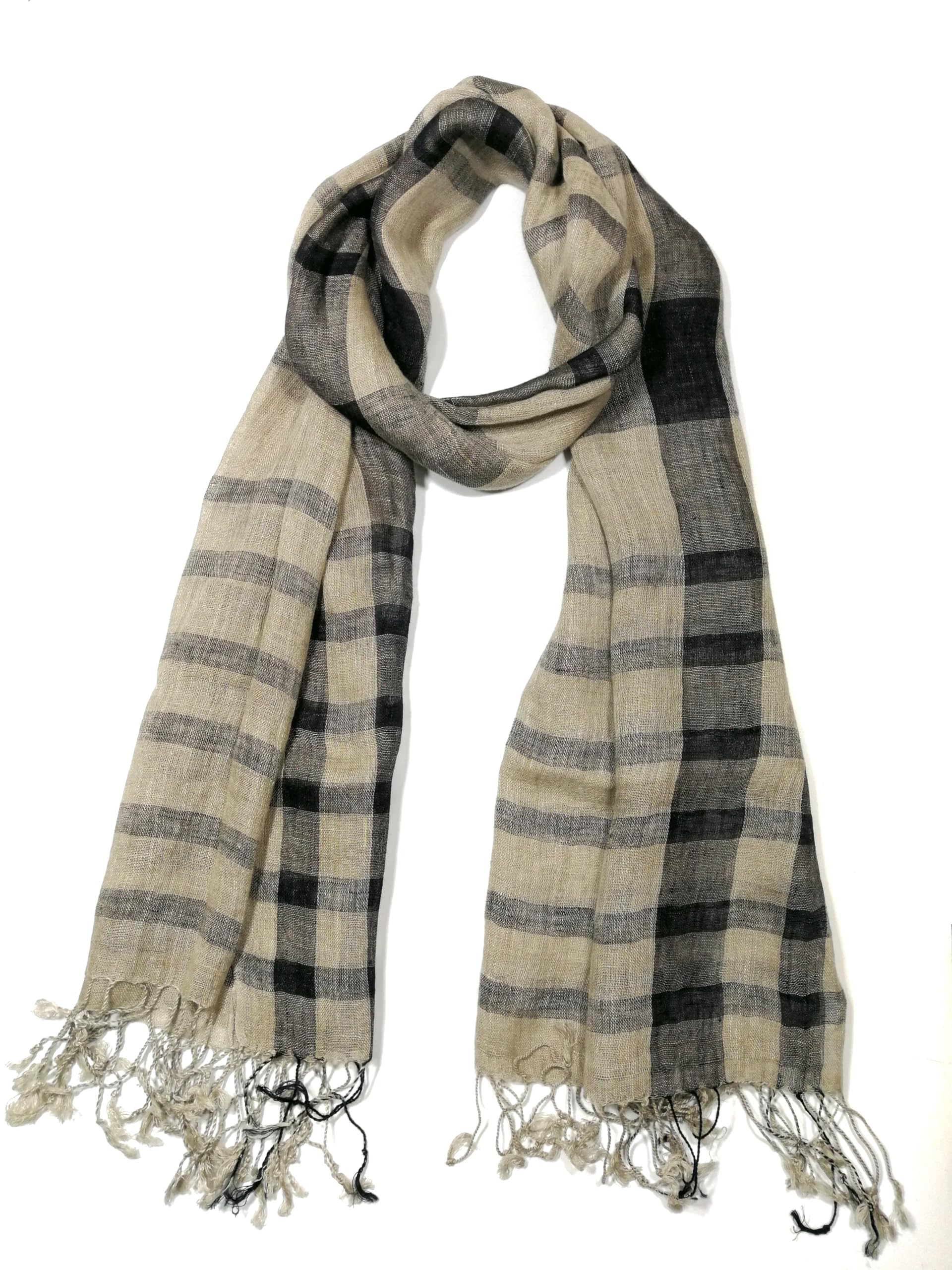 Shanlin Unisex Natural Color 100% Linen Scarves for Men and Women
