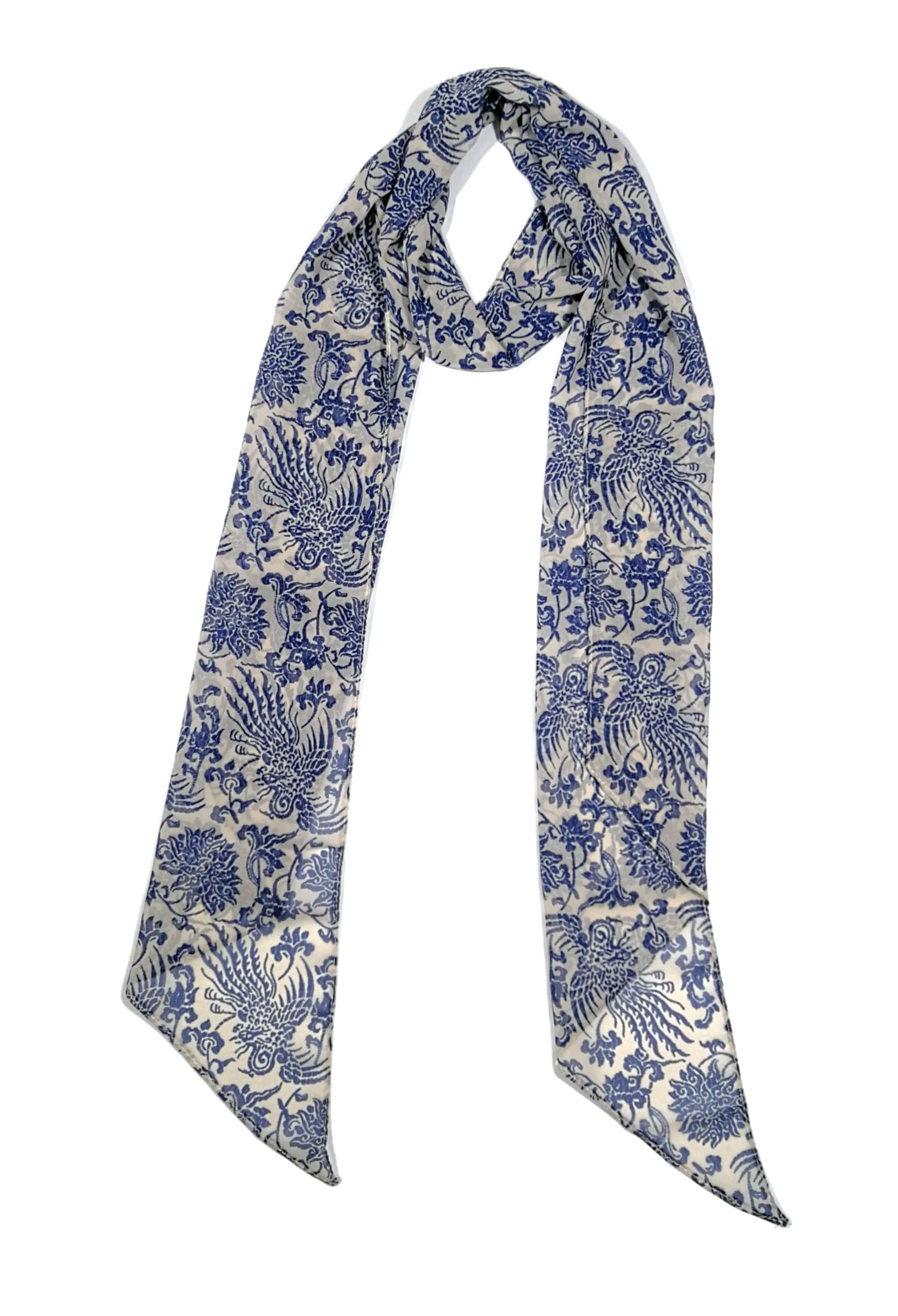 Shanlin Vintage Polka Dot Chiffon Skinny Scarf – Lightweight Retro Long Ribbon for Neck, Hair, Hat