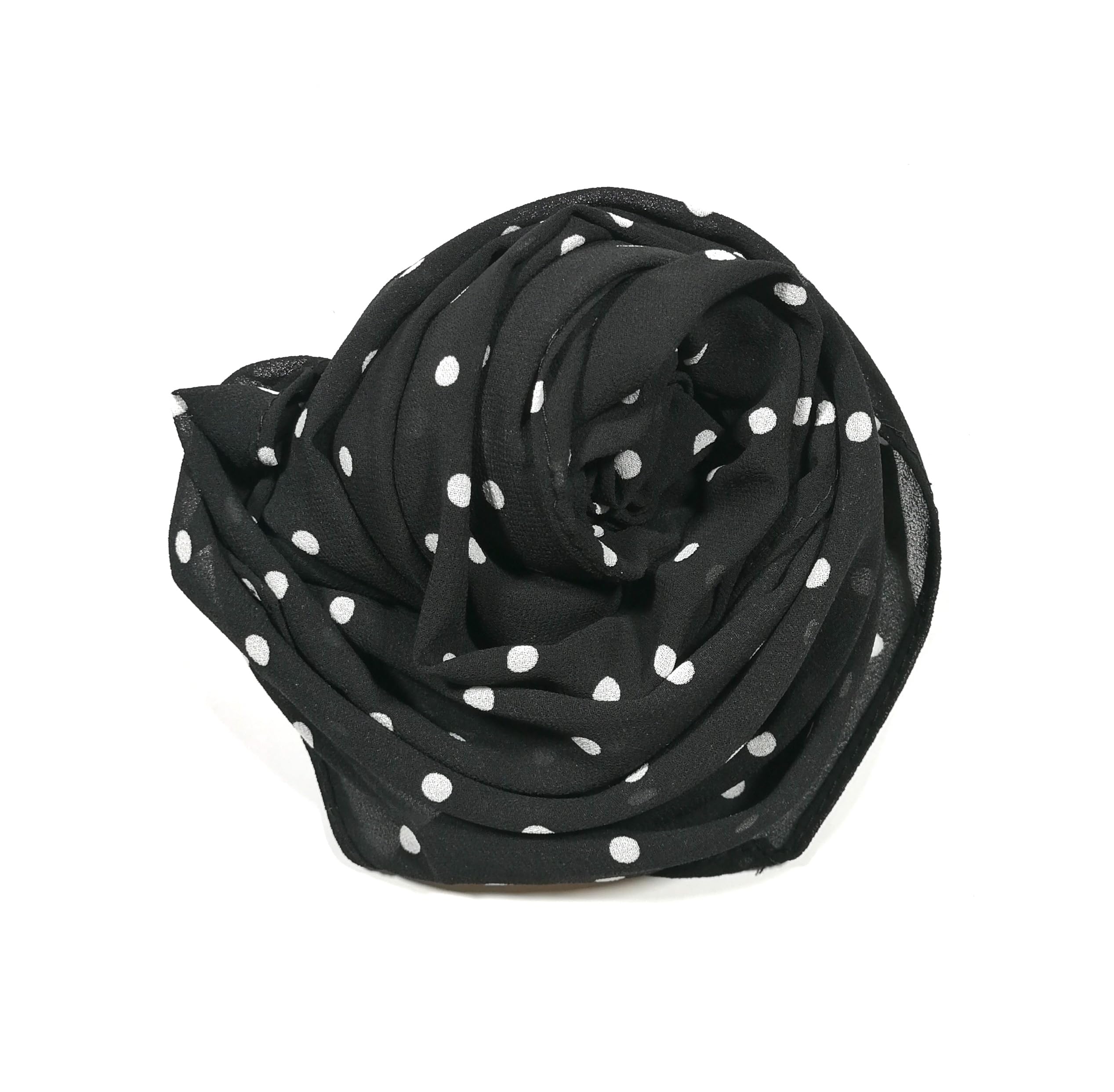 Shanlin Vintage Polka Dot Chiffon Skinny Scarf – Lightweight Retro Long Ribbon for Neck, Hair, Hat