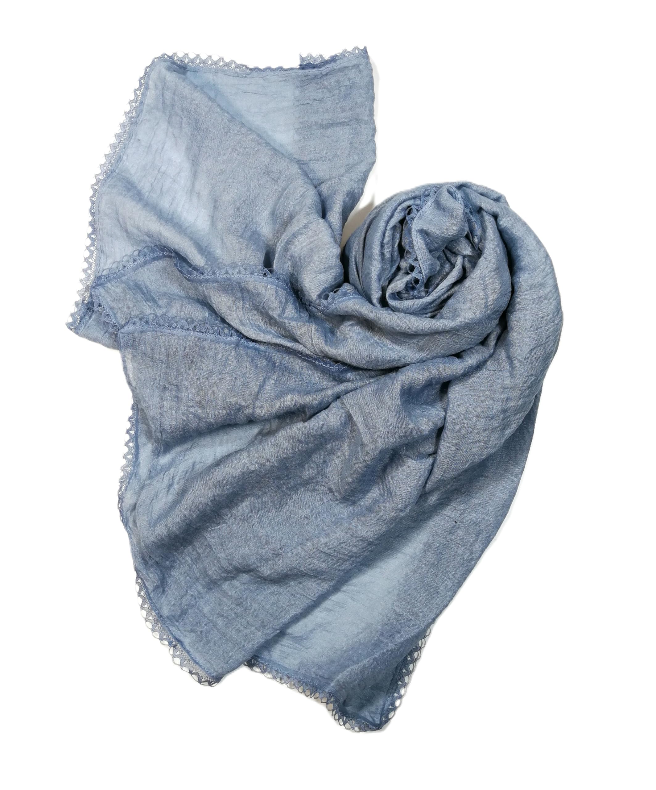 Shanlin Cotton Blend Solid Color Scarves with Elegant Lace Edge for Women