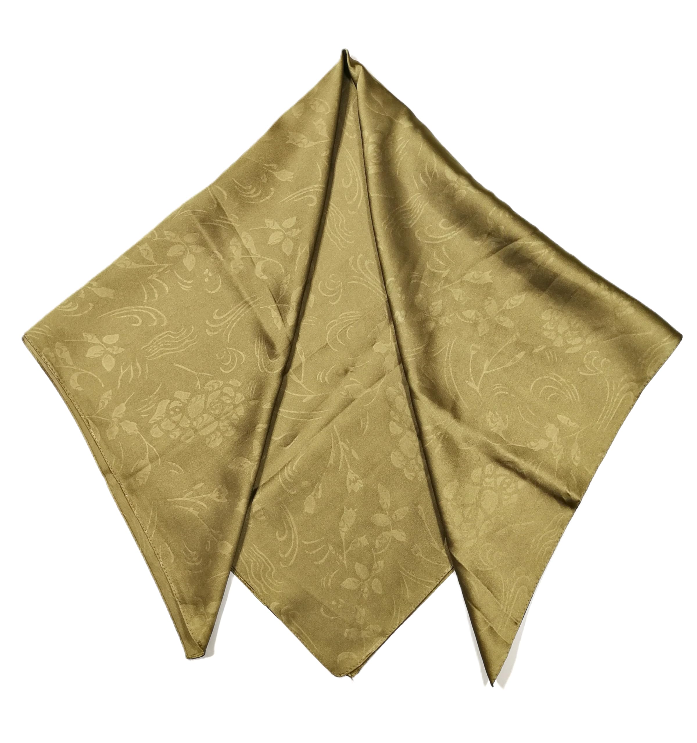 Shanlin Floral Pattern Solid Color Silk Feel Square Scarves (27.5"X27.5")