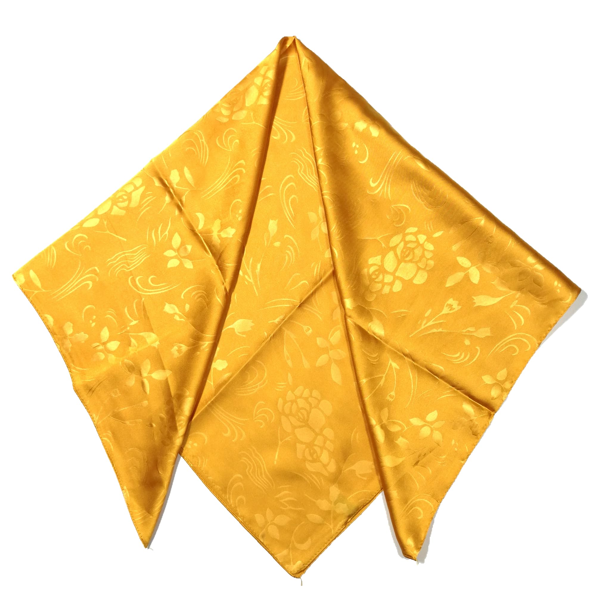 Shanlin Floral Pattern Solid Color Silk Feel Square Scarves (27.5"X27.5")