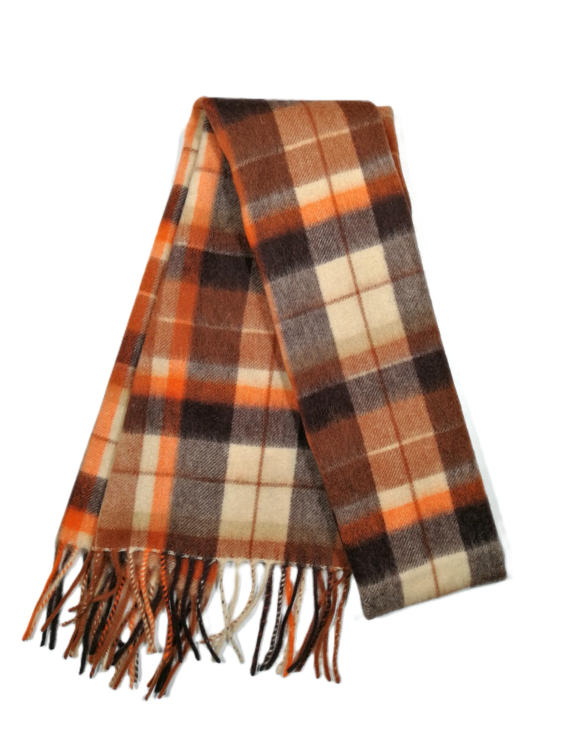 Shanlin 100% Australian Merino Wool Plaid Scarf for Men & Women – Soft, Warm, Lightweight Winter Wrap with Fringe