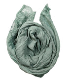 Shanlin Cotton Blend Solid Color Scarves with Elegant Lace Edge for Women