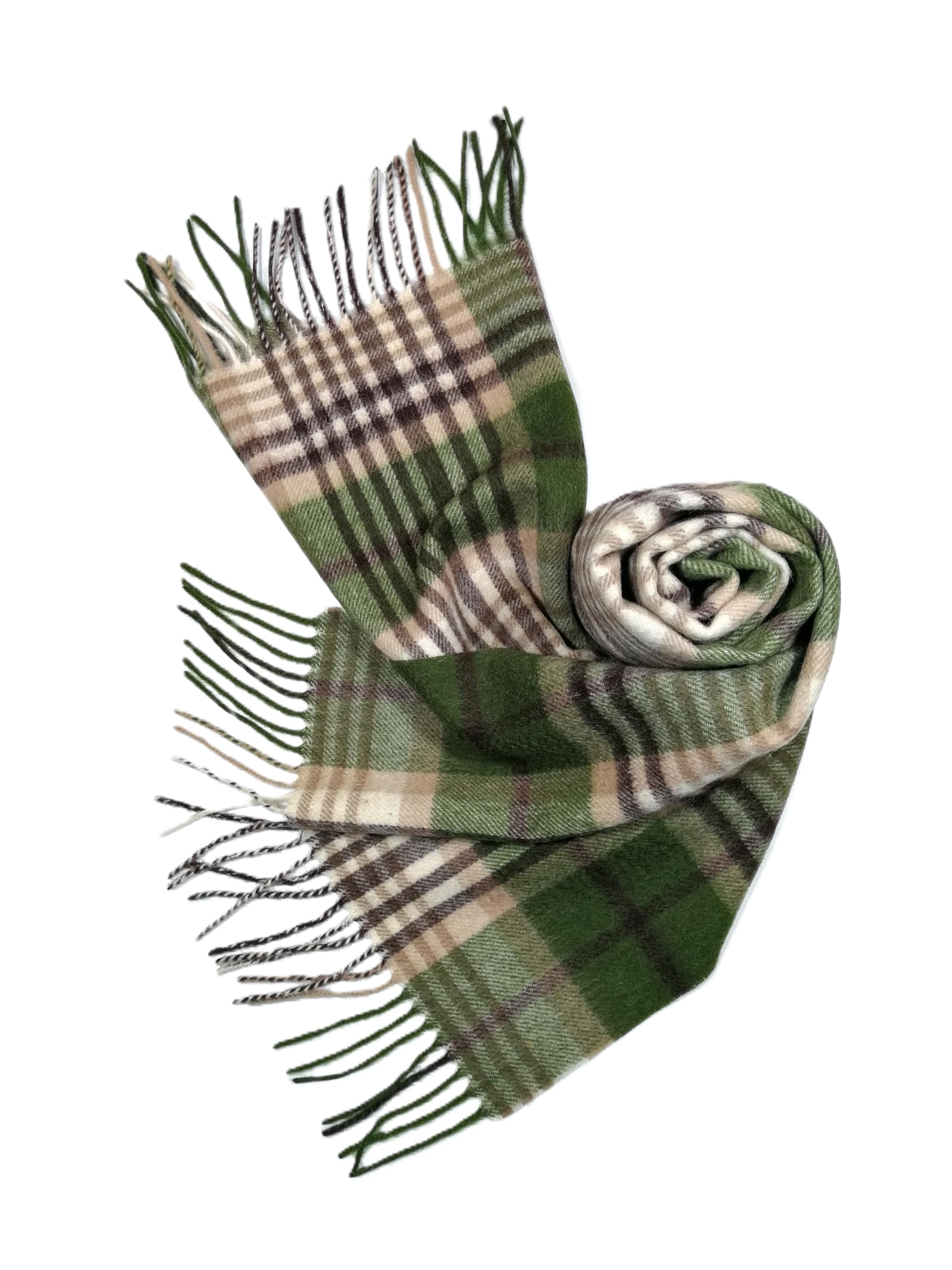 Shanlin 100% Australian Merino Wool Plaid Scarf for Men & Women – Soft, Warm, Lightweight Winter Wrap with Fringe