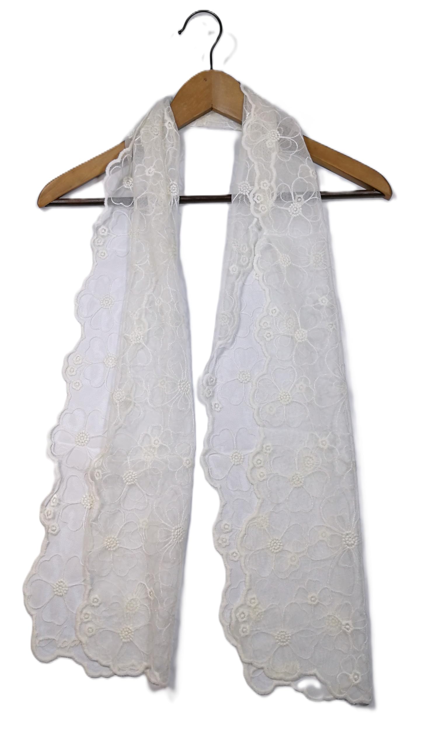 Shanlin Delicate Floral Embroidered Mesh Lace Scarf for Women