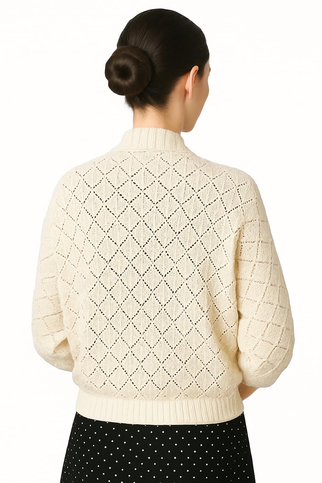 Shanlin Rhombus-Shaped Hollow Pattern Cocoon Cardigan Sweater Shawl