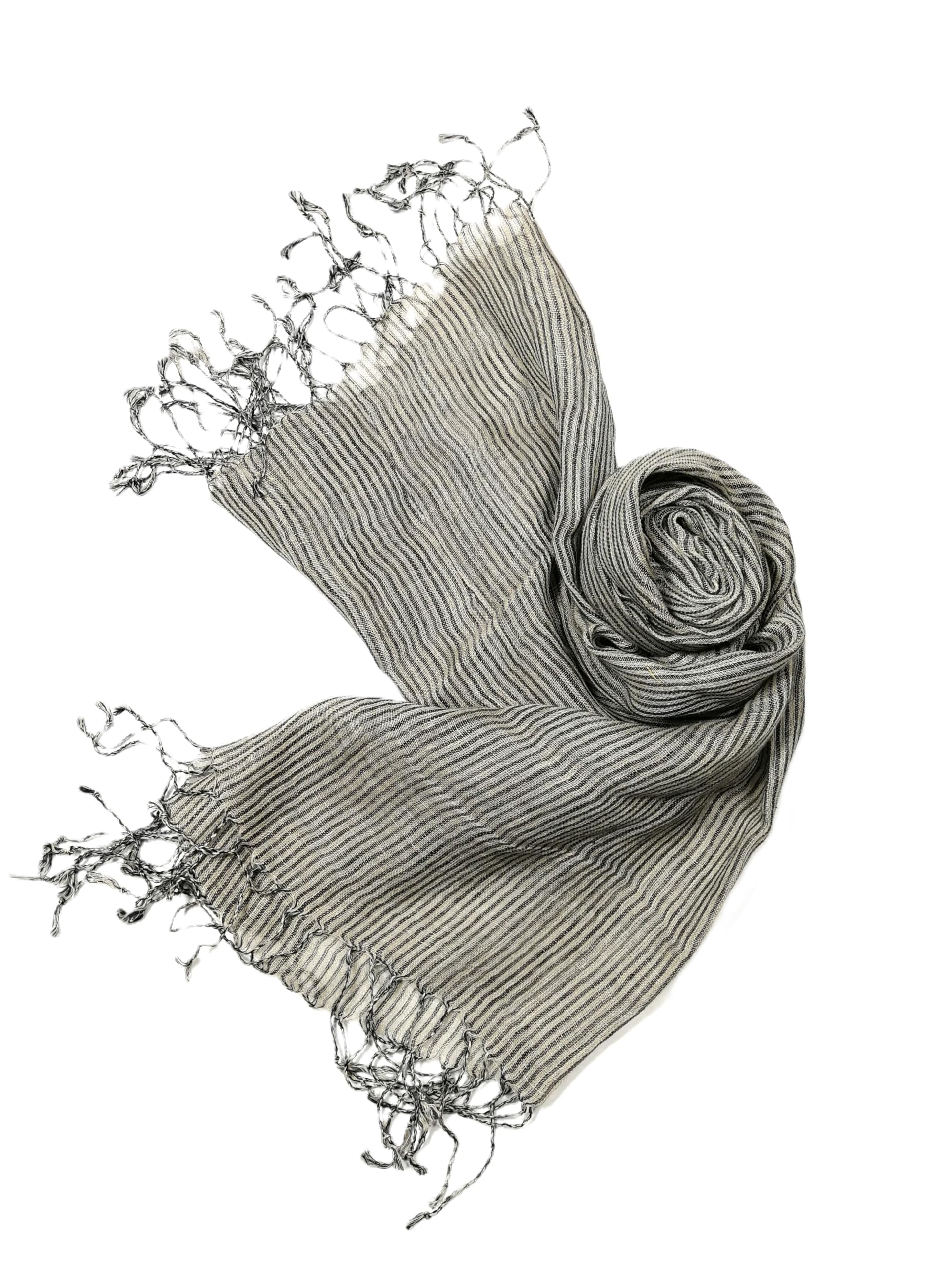 Shanlin Unisex Natural Color 100% Linen Scarves for Men and Women