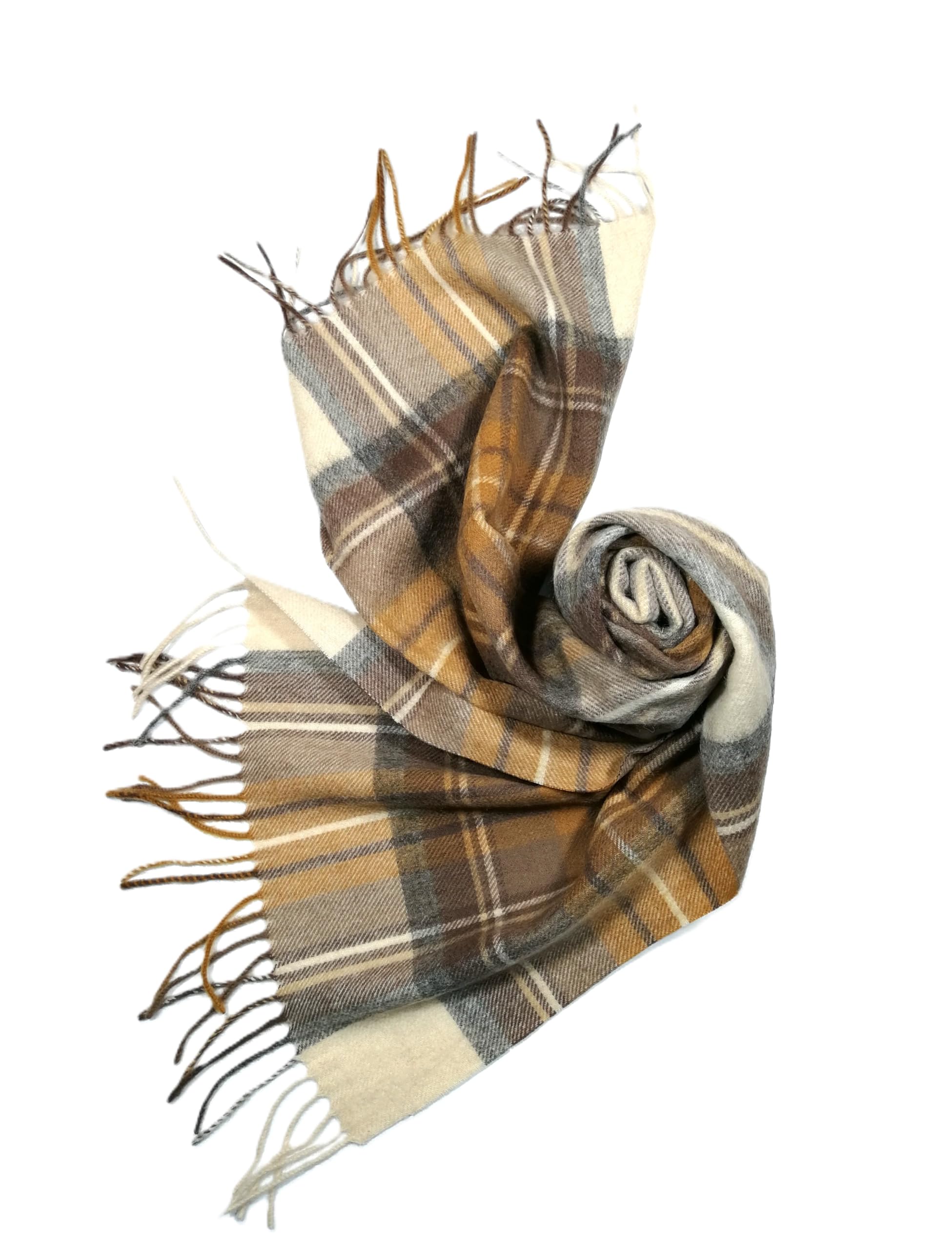 Shanlin 100% Australian Merino Wool Plaid Scarf for Men & Women – Soft, Warm, Lightweight Winter Wrap with Fringe