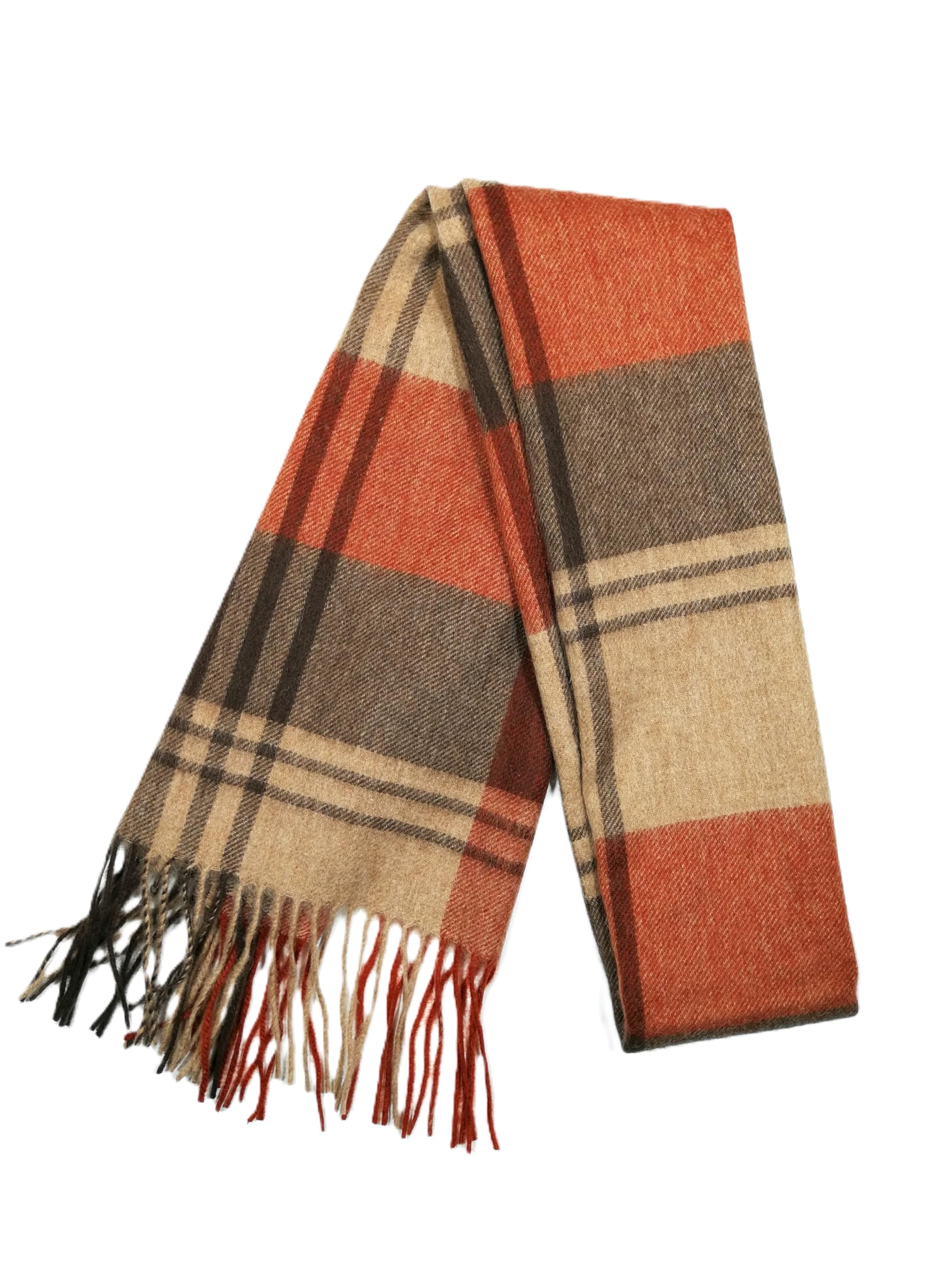 Shanlin 100% Australian Merino Wool Plaid Scarf for Men & Women – Soft, Warm, Lightweight Winter Wrap with Fringe