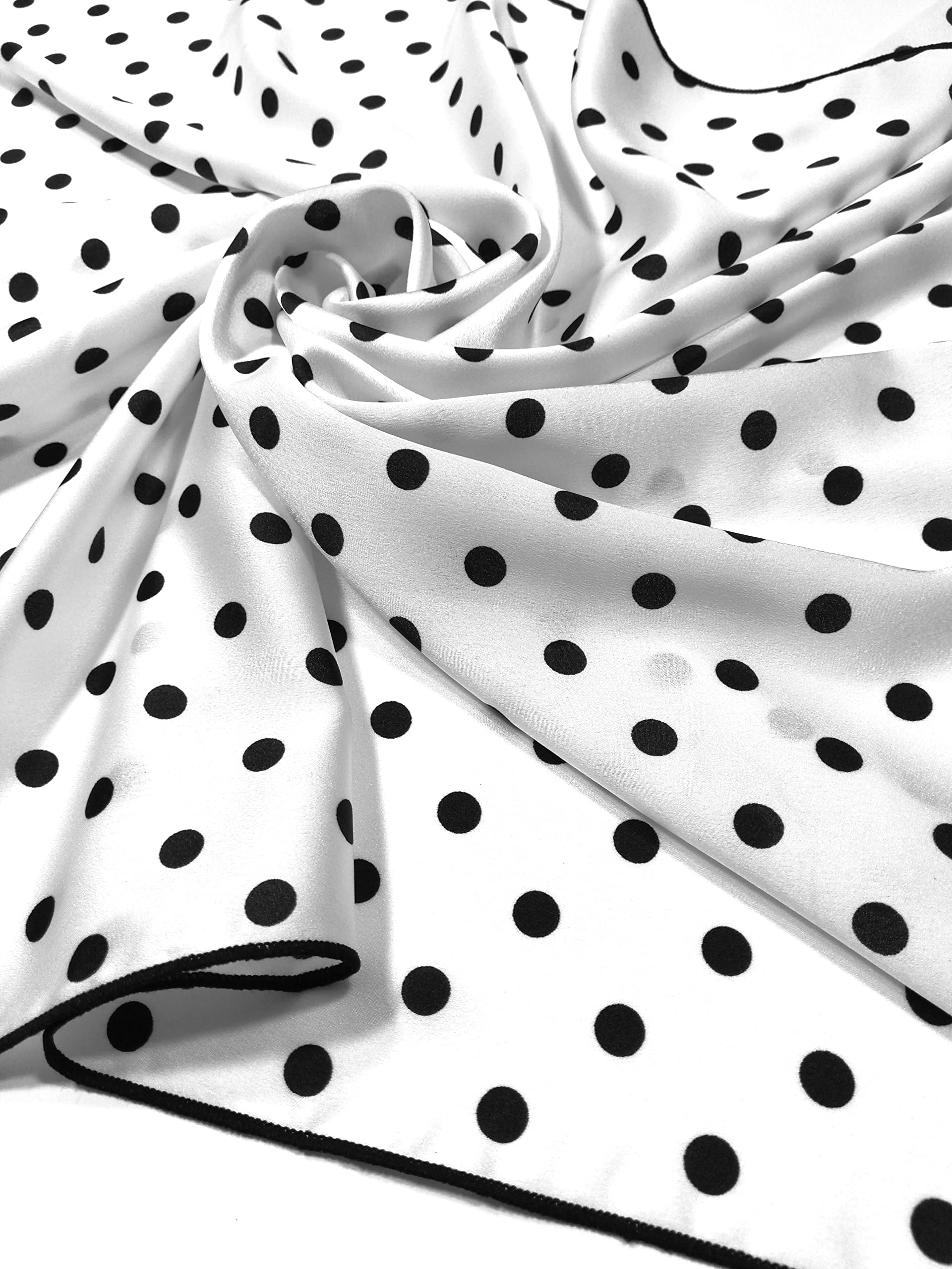 Shanlin Silk Feel Pattern Square Scarves 27" X 27" (Polka Dots)