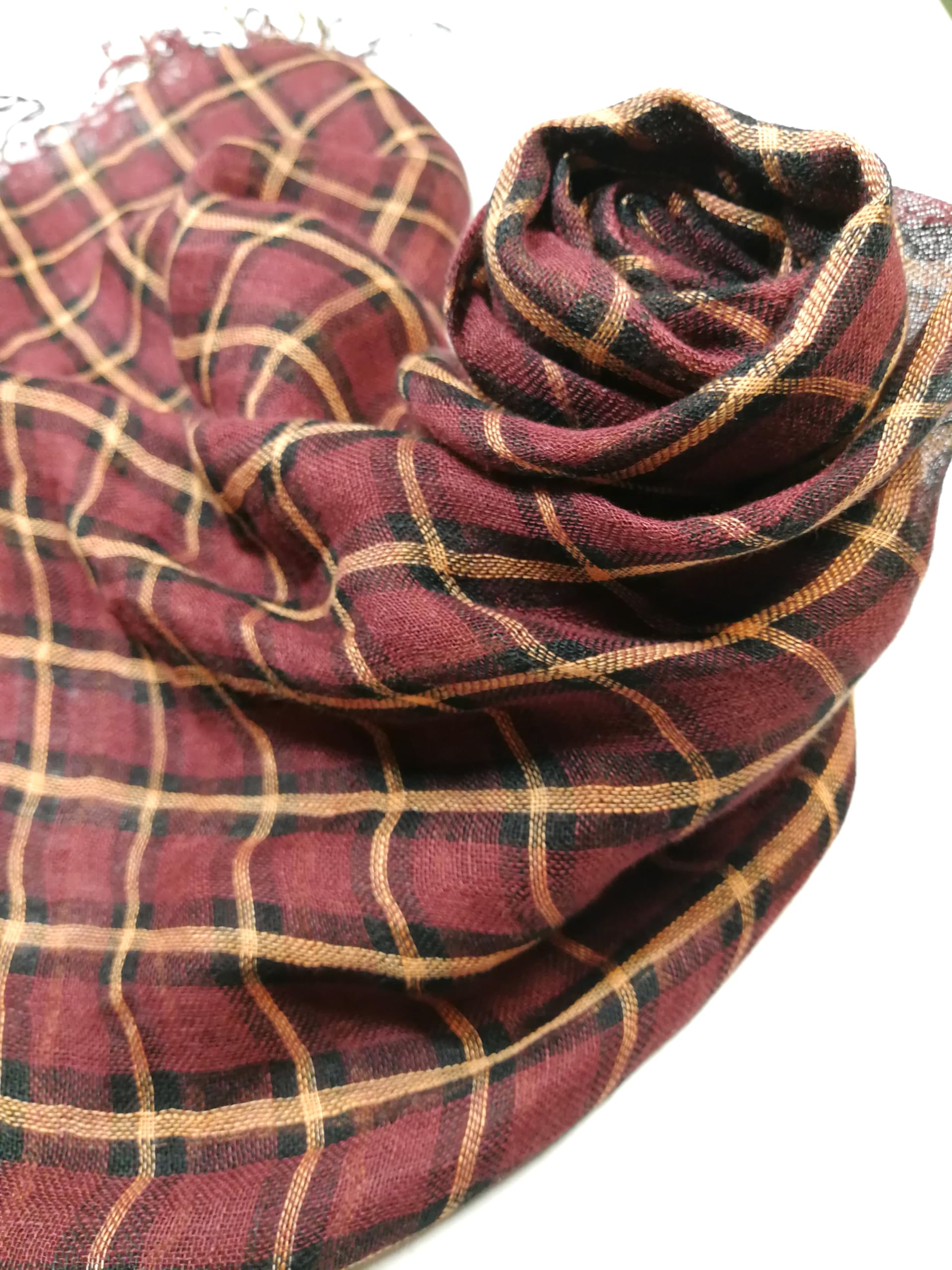 Shanlin Unisex 100% Linen Scarves for Men and Women (Plaid & Stripes)