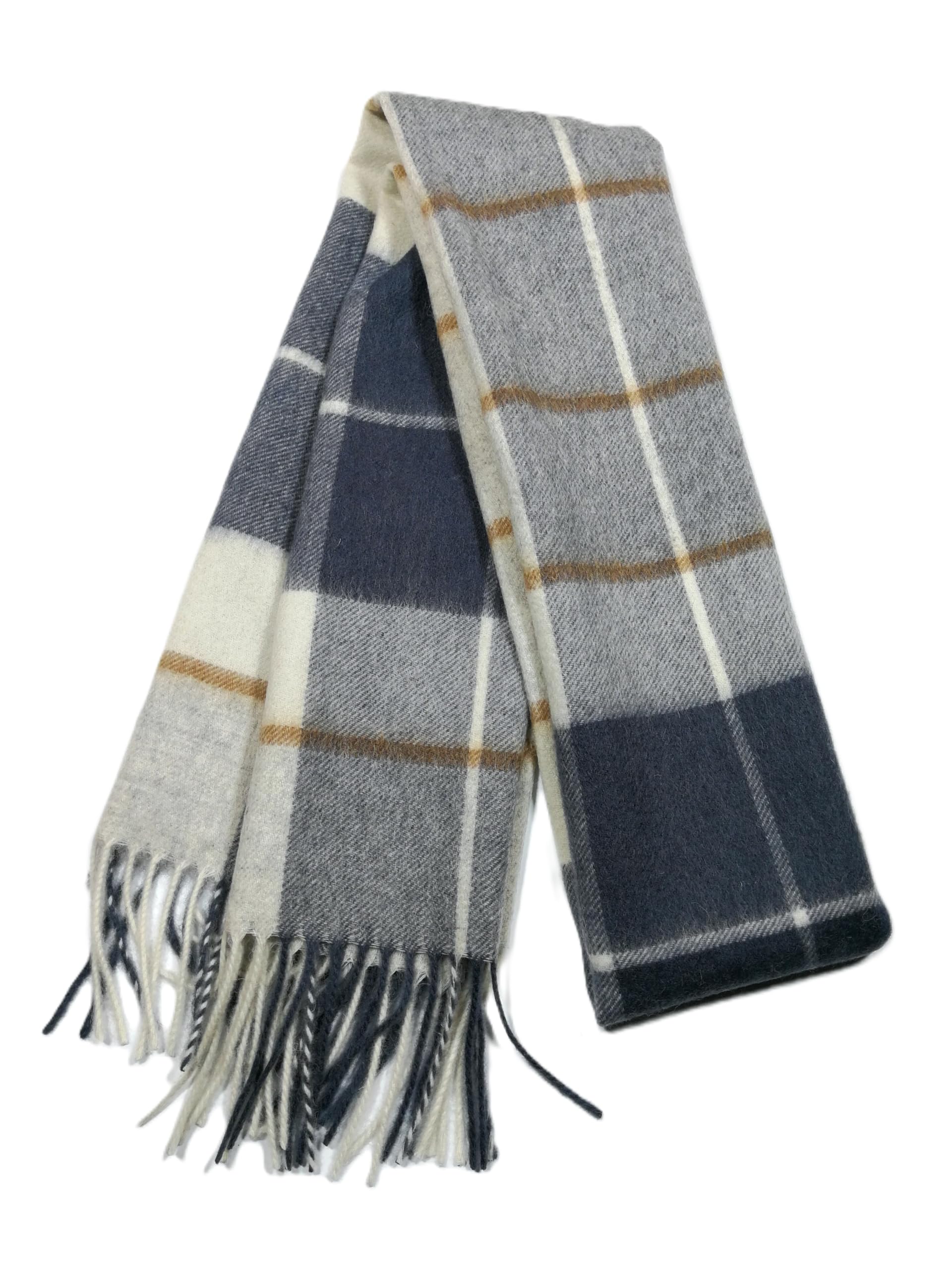 Shanlin 100% Australian Merino Wool Plaid Scarf for Men & Women – Soft, Warm, Lightweight Winter Wrap with Fringe
