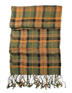 Shanlin Unisex 100% Linen Scarves for Men and Women (Plaid & Stripes)