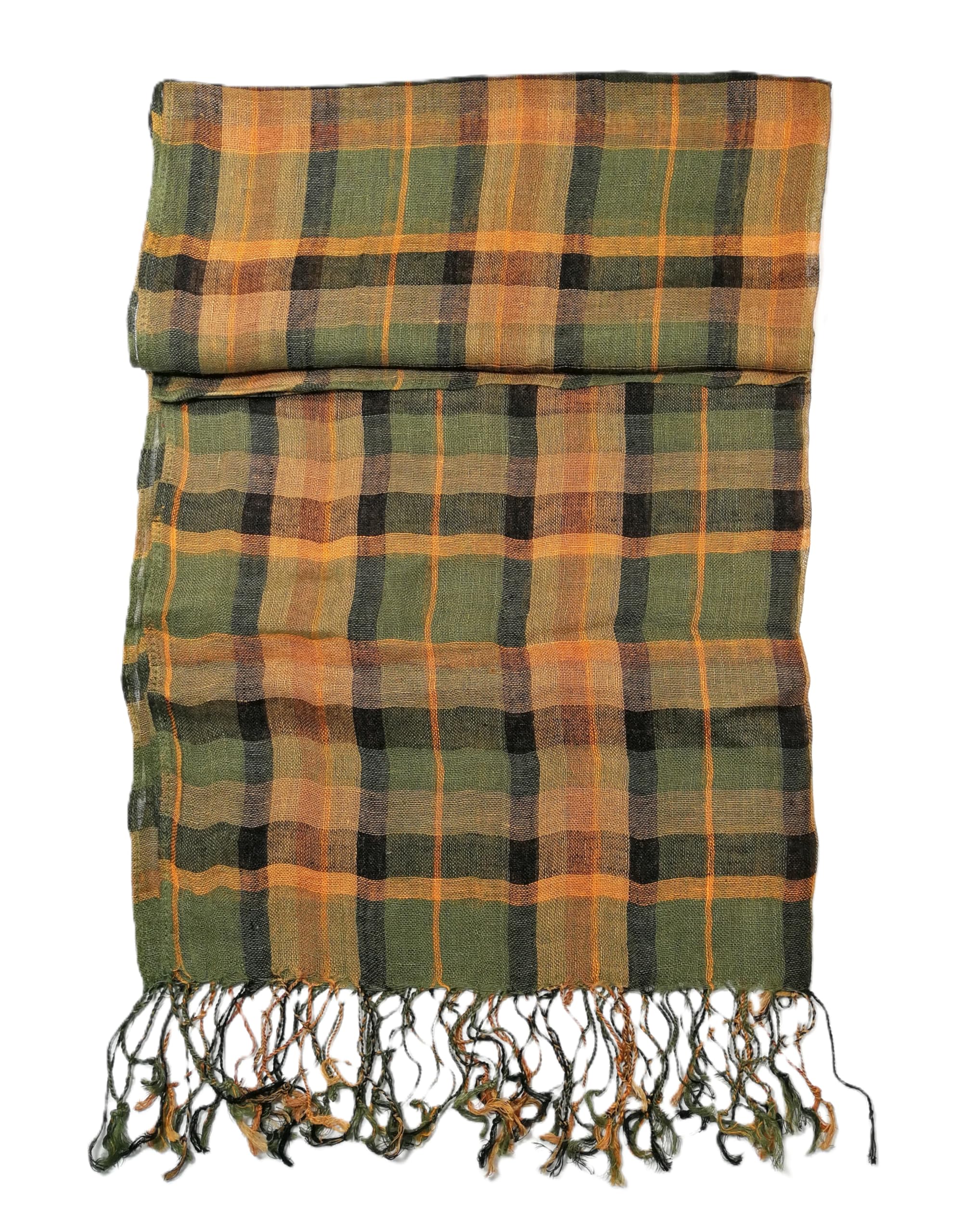 Shanlin Unisex 100% Linen Scarves for Men and Women (Plaid & Stripes)
