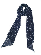 Shanlin Vintage Polka Dot Chiffon Skinny Scarf – Lightweight Retro Long Ribbon for Neck, Hair, Hat