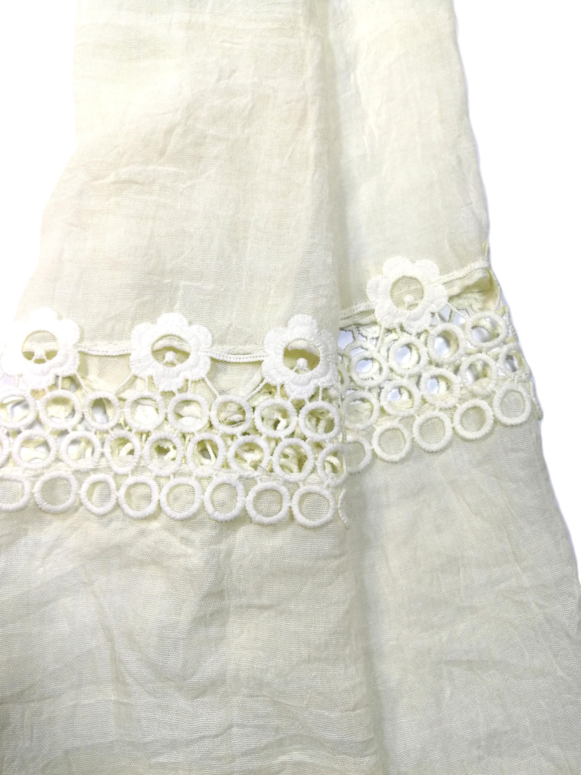 Shanlin Cotton Blend Solid Color Scarves with Elegant Lace Edge for Women