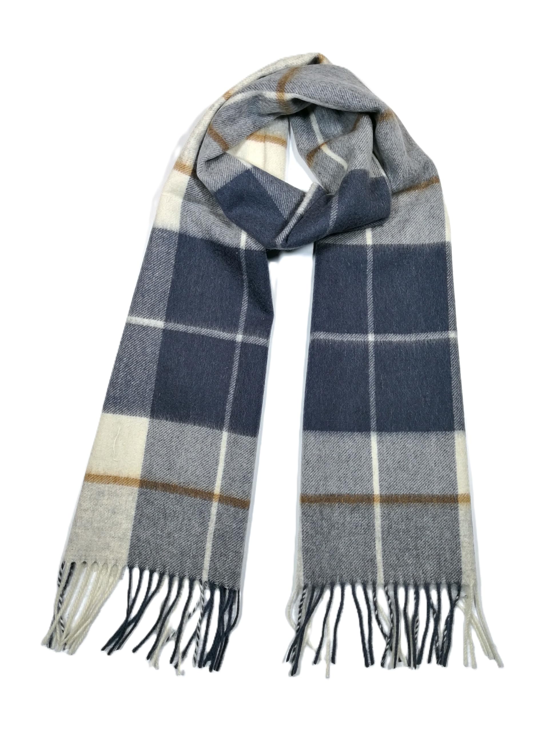 Shanlin 100% Australian Merino Wool Plaid Scarf for Men & Women – Soft, Warm, Lightweight Winter Wrap with Fringe