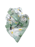 Shanlin 100% Mulberry Silk Chiffon Floral Long Scarf for Travel, Office, Wedding & Daily Wear 180 x 65 cm