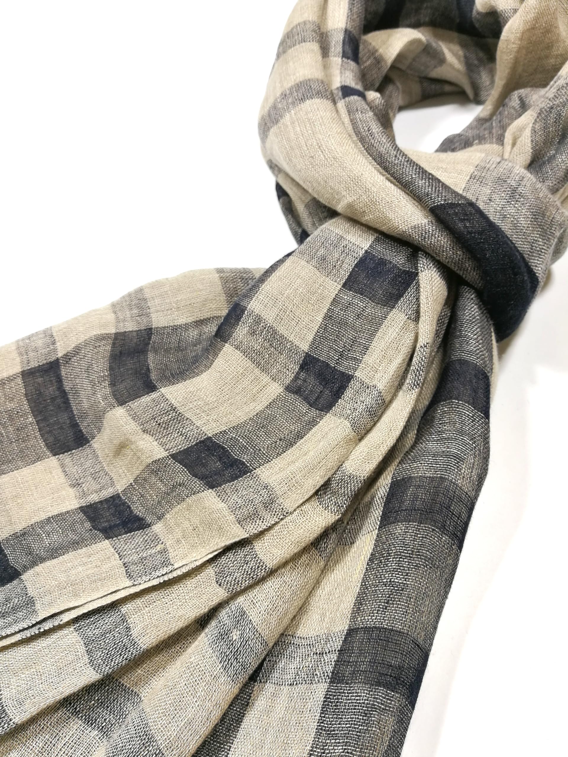 Shanlin Unisex Natural Color 100% Linen Scarves for Men and Women