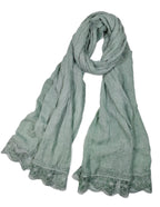Shanlin Cotton Blend Solid Color Scarves with Elegant Lace Edge for Women