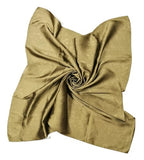 Shanlin Floral Pattern Solid Color Silk Feel Square Scarves (27.5"X27.5")