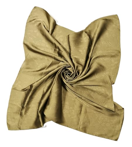 Shanlin Floral Pattern Solid Color Silk Feel Square Scarves (27.5"X27.5")