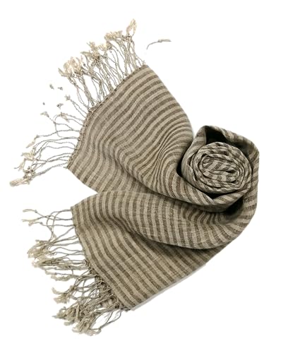 Shanlin Unisex Natural Color 100% Linen Scarves for Men and Women