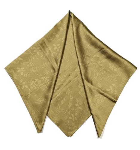 Shanlin Floral Pattern Solid Color Silk Feel Square Scarves (27.5"X27.5")