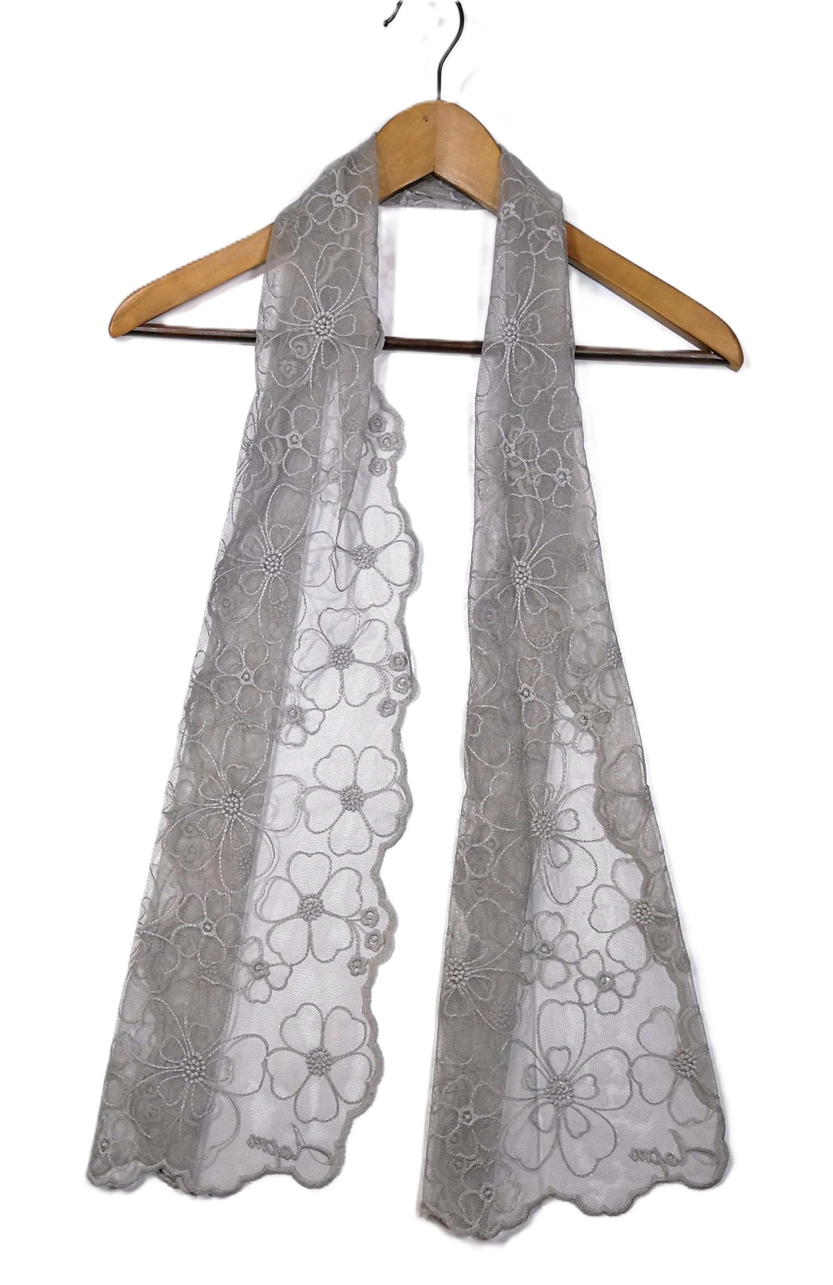 Shanlin Delicate Floral Embroidered Mesh Lace Scarf for Women